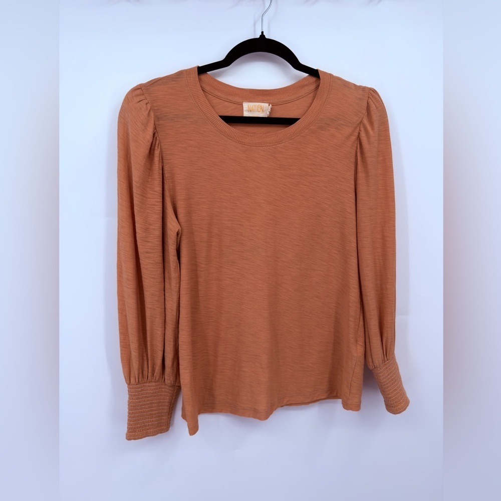 Nation LTD Los Angeles Long Sleeve Puff Sleeve Top Size S Rust Orange